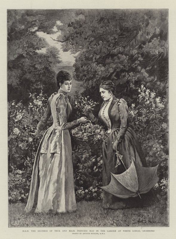 JKW Księżna Teck i HSH Księżniczka May w Garden w White Lodge, Richmond autorstwa Arthur Hopkins