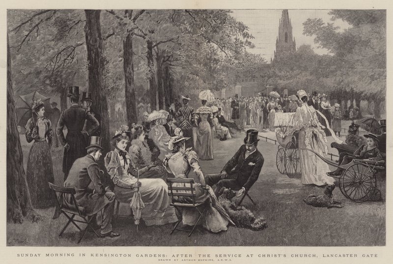 Niedzielny poranek w Kensington Gardens, po nabożeństwie w kościele Chrystusa, Lancaster Gate autorstwa Arthur Hopkins