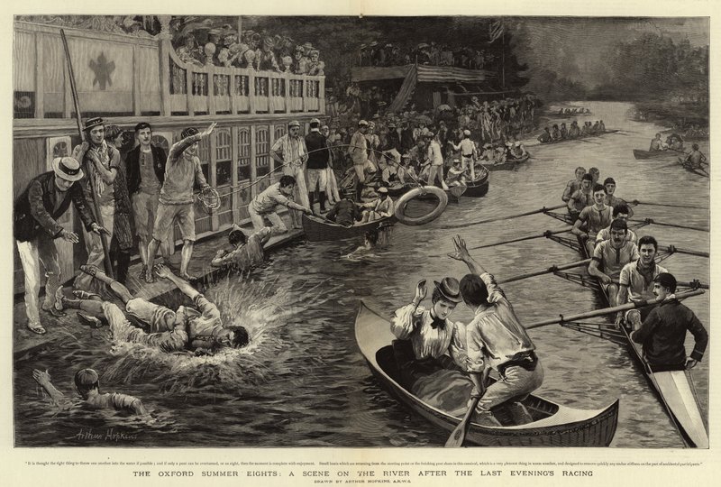 Oxford Summer Eights, scena na rzece po wyścigach ostatniego wieczoru autorstwa Arthur Hopkins