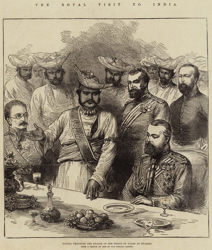 Królewska wizyta w Indiach, Scindia proponuje Zdrowie Księcia Walii w Gwalior autorstwa Arthur Hopkins