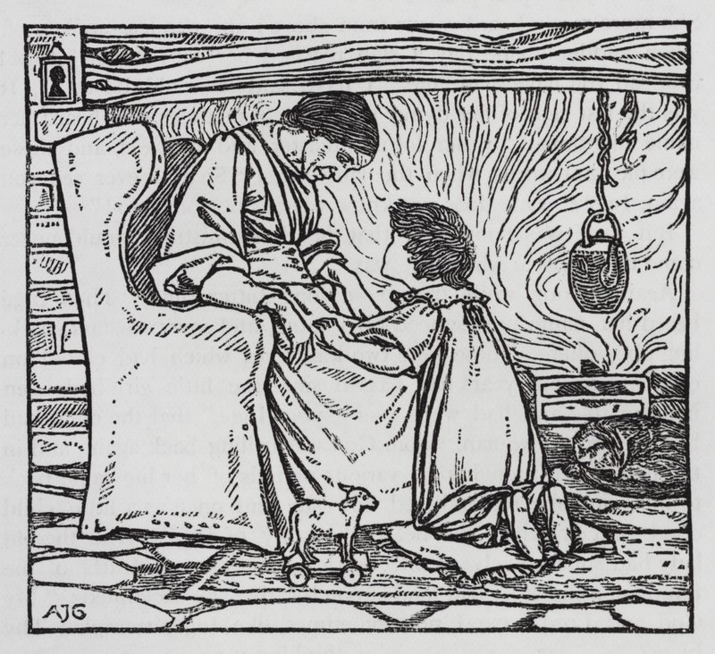 Hans Christian Andersen: Dziewczyna, która nadepnęła na bochenek (lito) autorstwa Arthur Joseph Gaskin