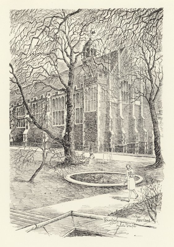Fountain Court, Middle Temple (litografia) autorstwa Arthur Moreland