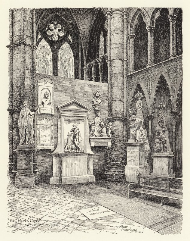 Zakątek poetów, Westminster (litografia) autorstwa Arthur Moreland
