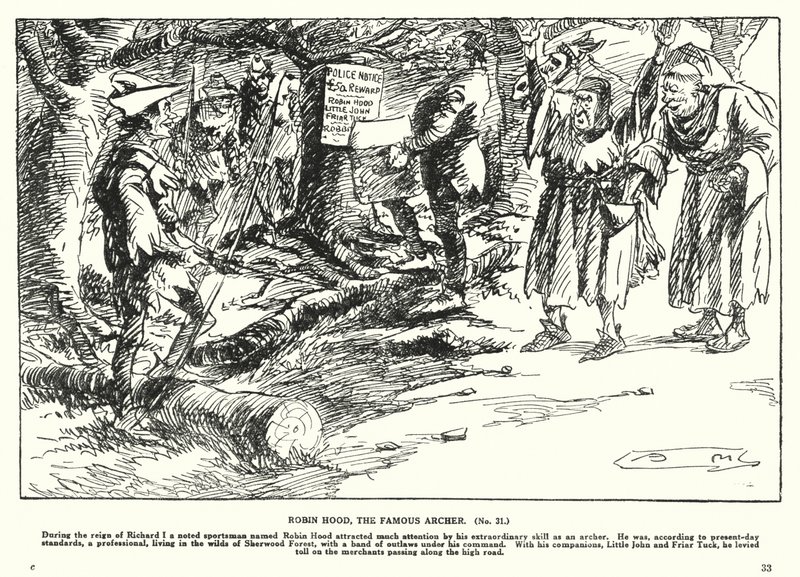 Robin Hood, słynny łucznik (litografia) autorstwa Arthur Moreland