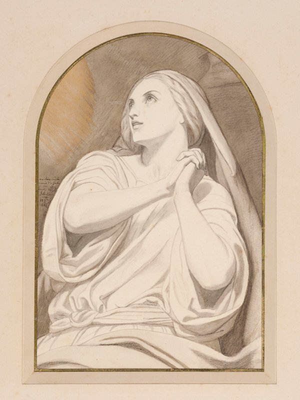 Maria Magdalena w ekstazie, ok. 1858 (ołówek, kredka, akwarela, tusz i pranie na papierze) autorstwa Ary Scheffer