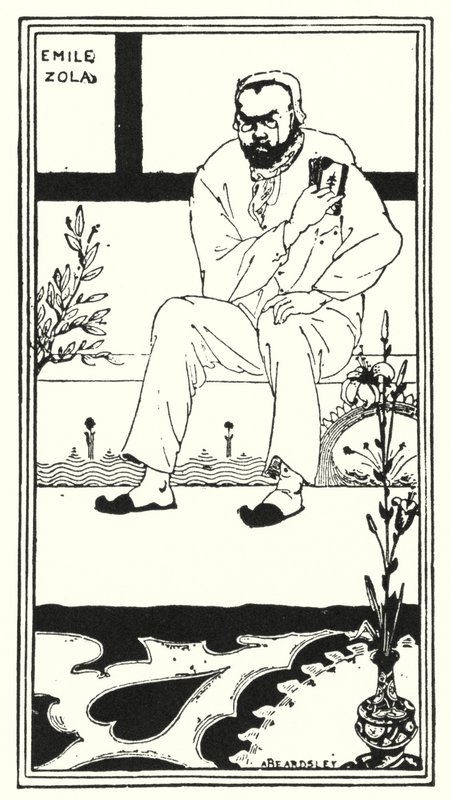 Portret Emila Zoli (rycina) autorstwa Aubrey (after) Beardsley