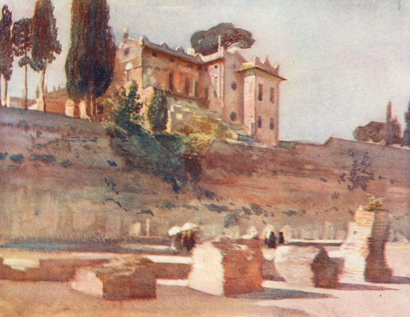 Rzym: Ze stadionu Domicjana (kolorowa litografia) autorstwa Aubrey Waterfield