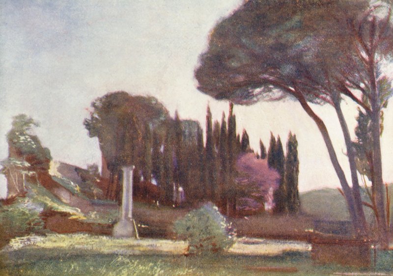Rzym: Stary Cmentarz Angielski (kolorowa litografia) autorstwa Aubrey Waterfield