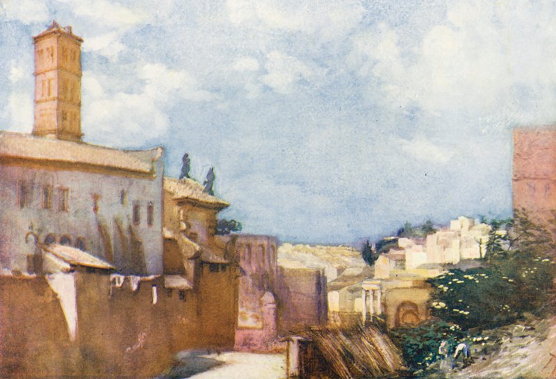 Rzym: Z widokiem na Francesca Romana i Forum (kolorowa litografia) autorstwa Aubrey Waterfield