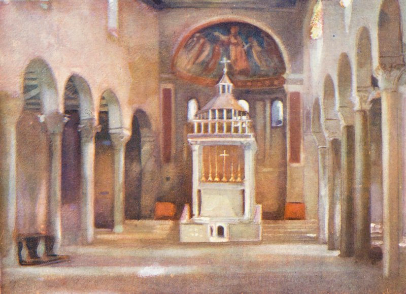 Rzym: S Giorgio in Velabro (kolorowa litografia) autorstwa Aubrey Waterfield