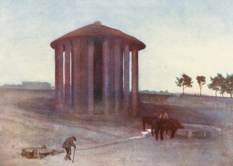 Rzym: Świątynia Westy (kolorowa litografia) autorstwa Aubrey Waterfield