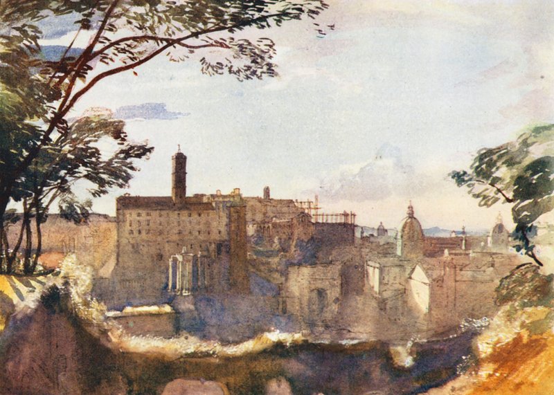 Rzym: Kapitol z Palatynu (kolorowa litografia) autorstwa Aubrey Waterfield