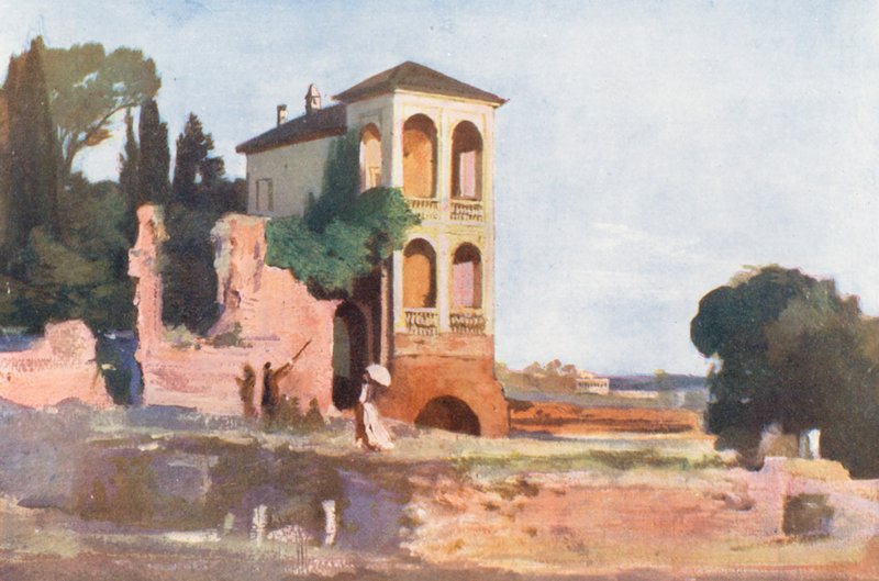 Rzym: Villa Mills na Palatynie (kolorowa litografia) autorstwa Aubrey Waterfield