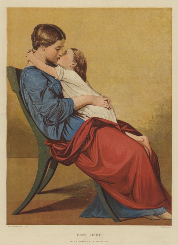 Dobranoc (chromolitho) autorstwa Auguste Toulmouche