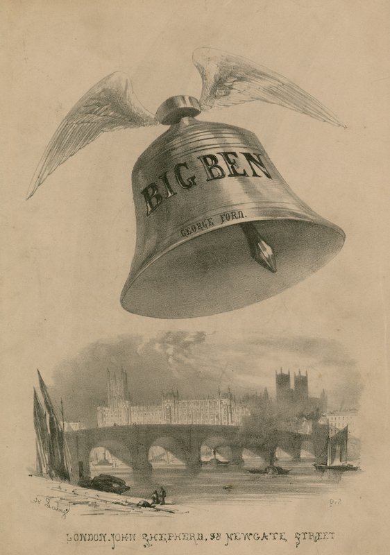 Big Ben ze skrzydłami latającymi nad Londynem autorstwa Auguste Francois Laby