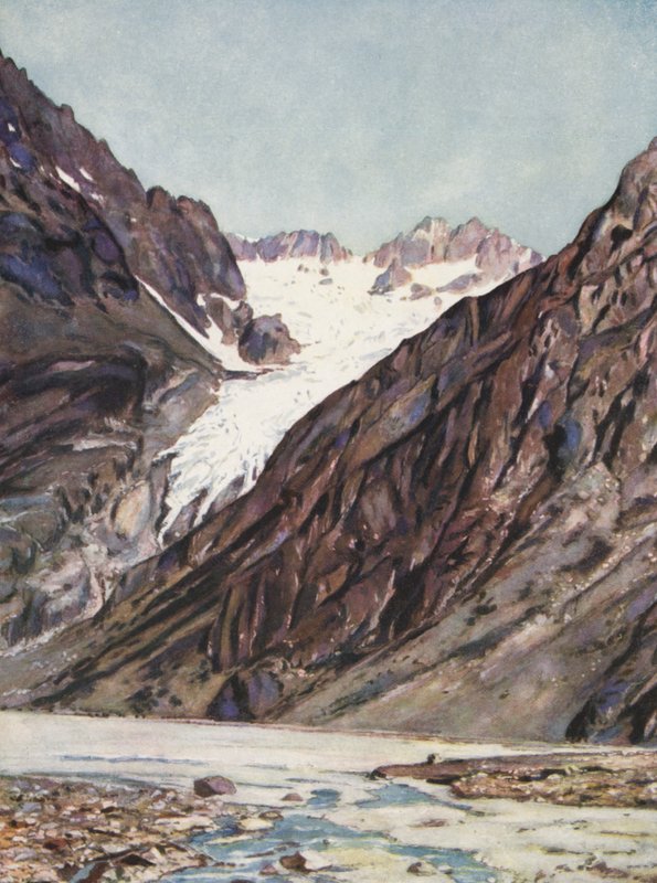 Francja: Lodowiec Blanc Du Mt Pelvoux (kolorowa litografia) autorstwa Auguste Gerardin