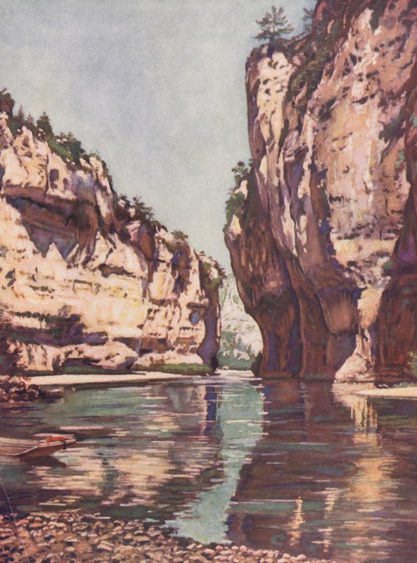 Francja: Les Gorges Du Tarn (kolorowa litografia) autorstwa Auguste Gerardin