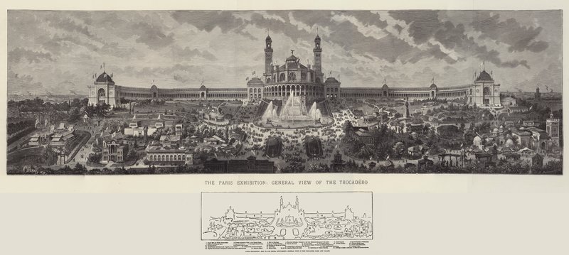 Wystawa Paryska, Widok ogólny Trocadero autorstwa Auguste Victor Deroy