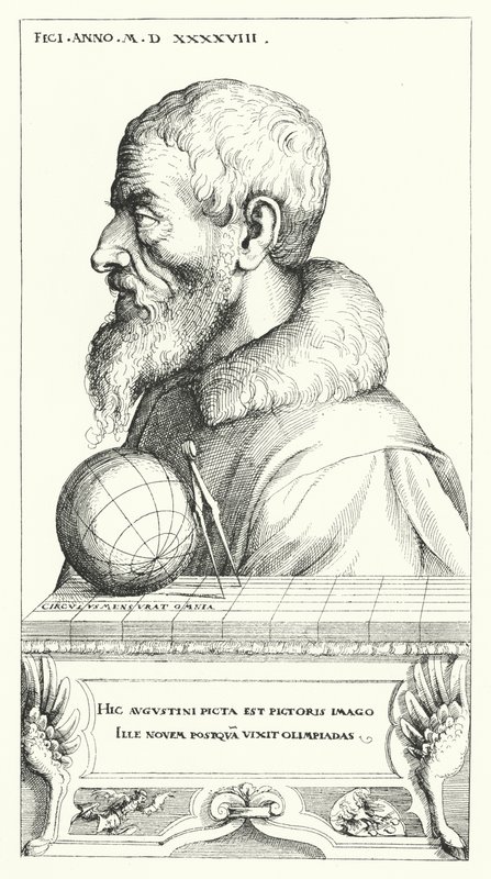 Autoportret Augustina Hirschvogla, niemieckiego artysty, matematyka i kartografa (grafika) autorstwa Augustin Hirschvogel