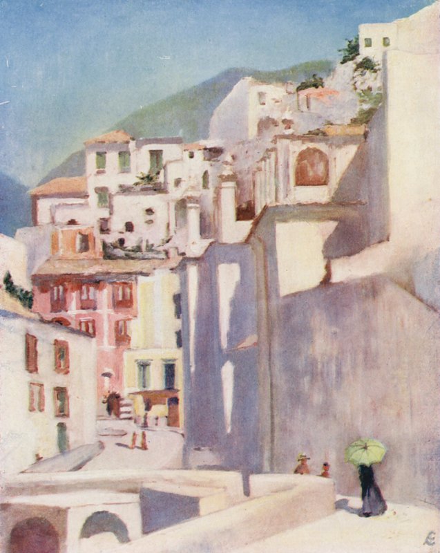 Amalfi latem (kolorowa litografia) autorstwa Augustine Fitzgerald