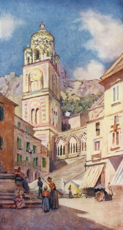 Katedra w Amalfi (kolorowa litografia) autorstwa Augustine Fitzgerald