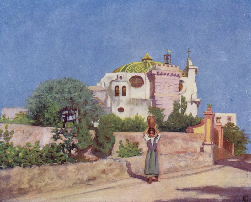 Kościół S Pietro, Ischia (kolorowa litografia) autorstwa Augustine Fitzgerald