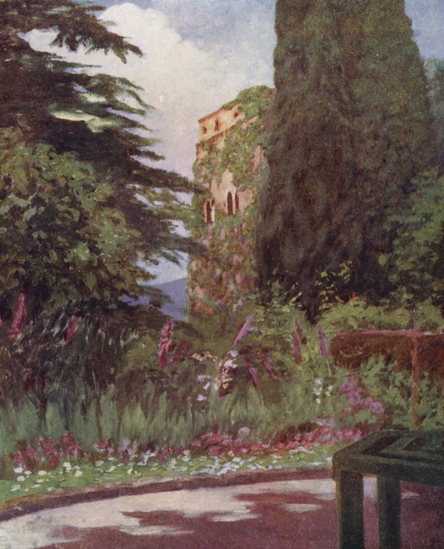 Ogród Palazzo Ruffolo, Ravello (kolorowa litografia) autorstwa Augustine Fitzgerald