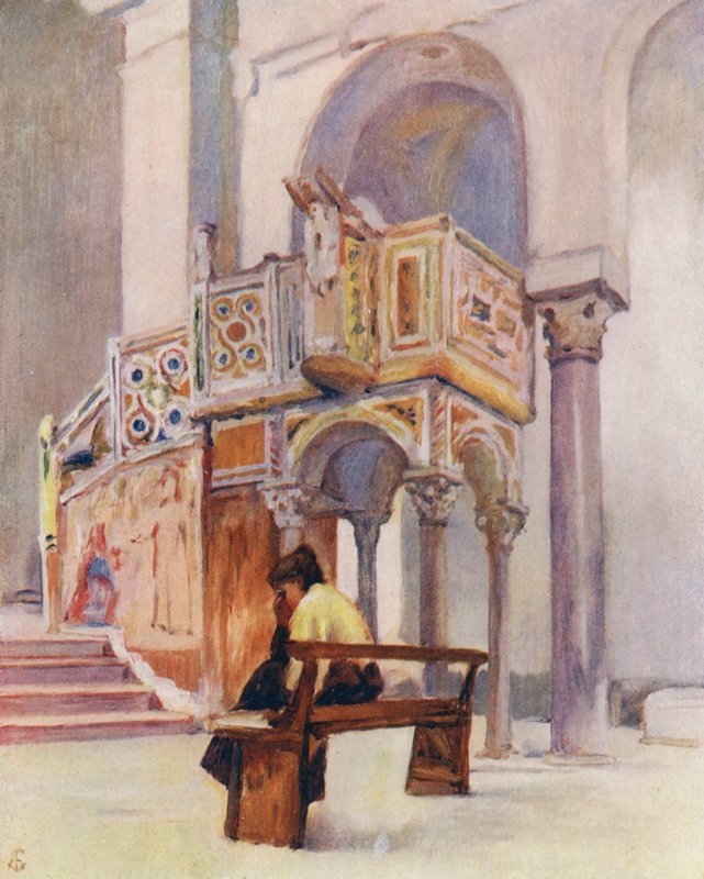 Ambona w San Giovanni Del Toro, Ravello (kolorowa litografia) autorstwa Augustine Fitzgerald