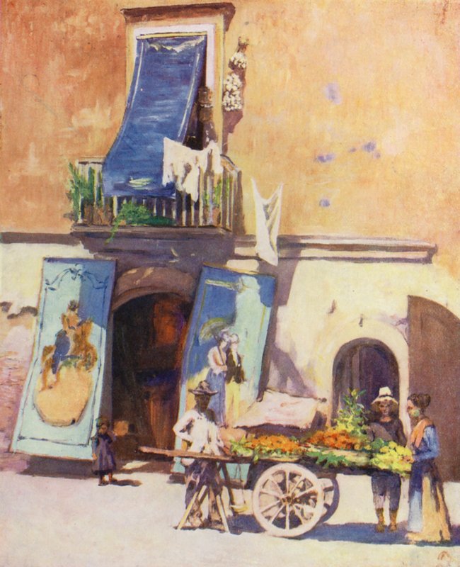 Scena uliczna, Marina, Neapol (kolorowa litografia) autorstwa Augustine Fitzgerald