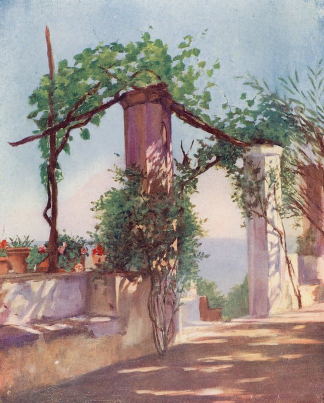Taras Palazzo Ruffolo, Ravello (kolorowa litografia) autorstwa Augustine Fitzgerald