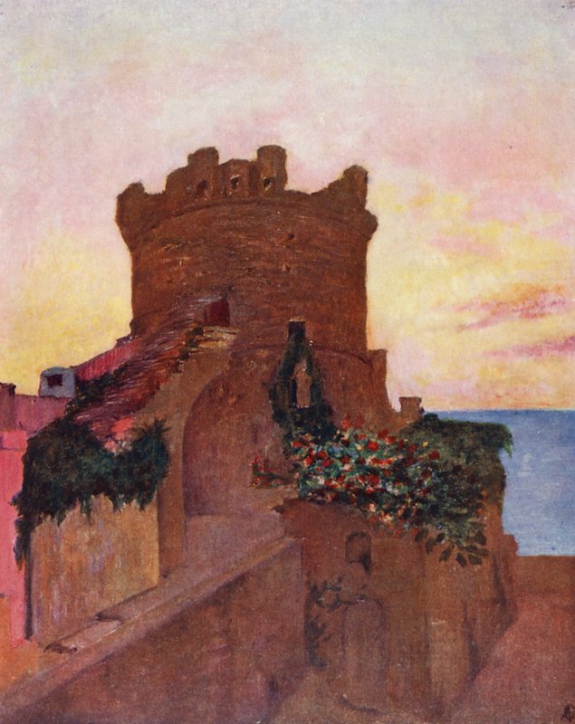 Torrione, Forio, Ischia (kolorowa litografia) autorstwa Augustine Fitzgerald