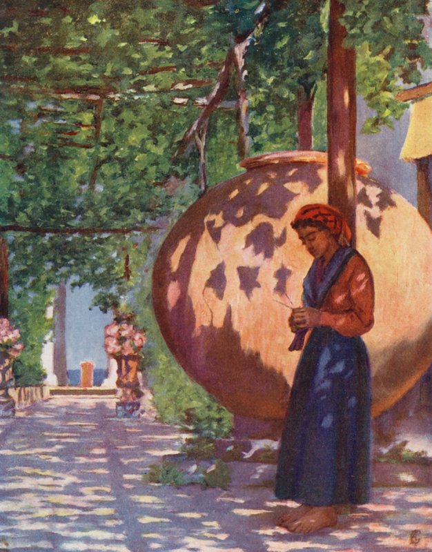 Villa Maresca, niedaleko Casamicciola, Ischia (kolorowa litografia) autorstwa Augustine Fitzgerald