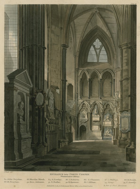 Wejście do Kącika Poetów, Opactwo Westminsterskie, Londyn autorstwa Augustus Charles Pugin