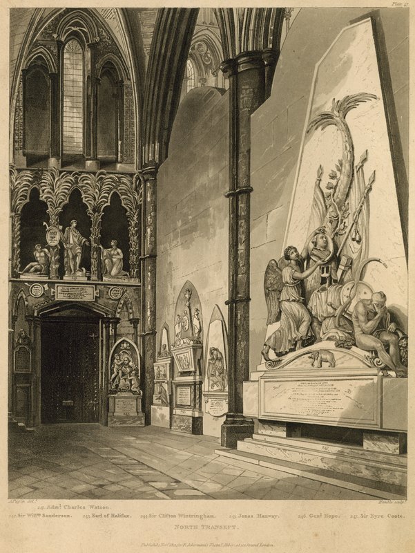 Północny transept Opactwa Westminsterskiego autorstwa Augustus Charles Pugin