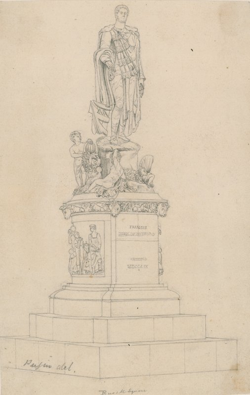 Statua Frances, księcia Bedford, na Russell Square, Londyn autorstwa Augustus Charles Pugin