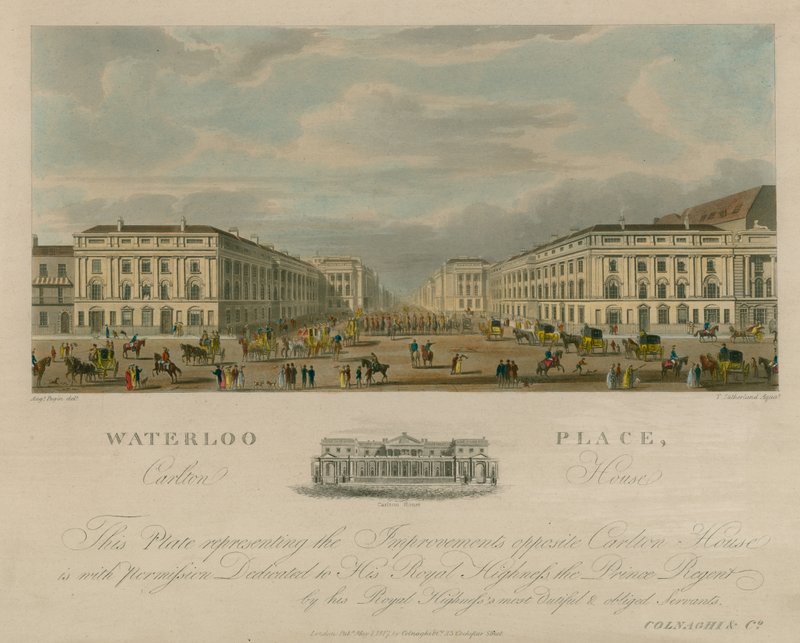 Waterloo Place, Carlton House, Londyn autorstwa Augustus Charles Pugin