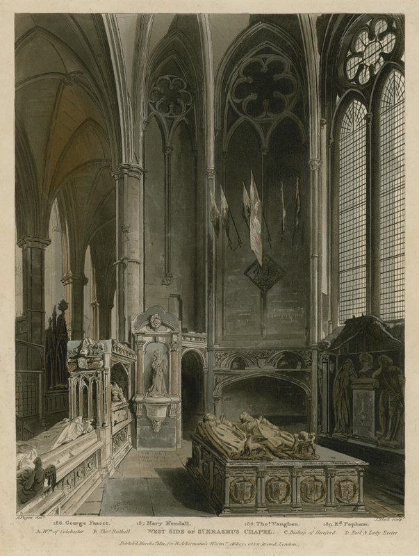 Zachodnia strona kaplicy św. Erazma, Opactwo Westminsterskie, Londyn autorstwa Augustus Charles Pugin