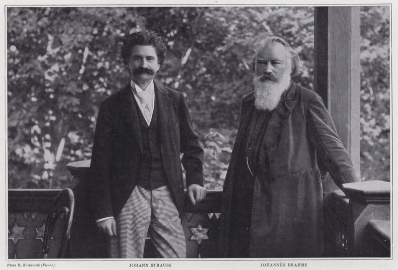 Kompozytorzy Johann Strauss Młodszy i Johannes Brahms, Wiedeń autorstwa Austrian Photographer
