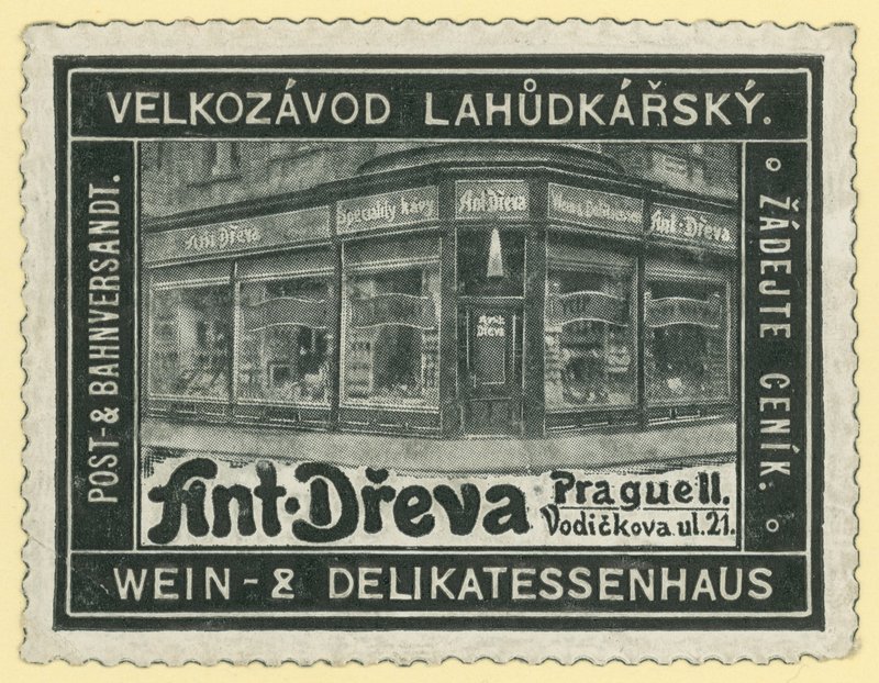 Sklep z winami i delikatesy Anton Dreva, Praga autorstwa Austrian School