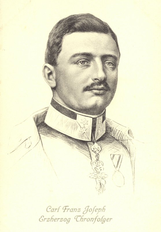 Arcyksiążę Karol Franciszek Józef z Austrii, następca tronu austro-węgierskiego (lito) autorstwa Austrian School