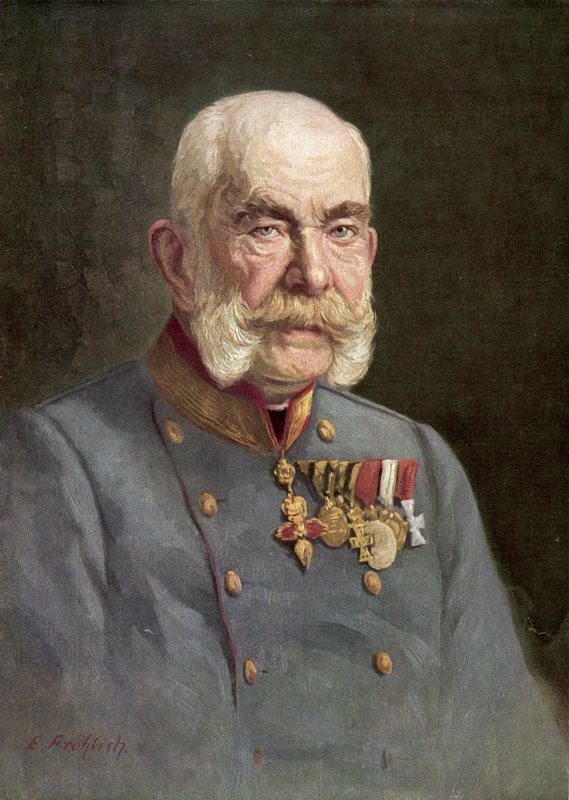 Franciszek Józef I, cesarz Austrii (kolorowa litografia) autorstwa Austrian School