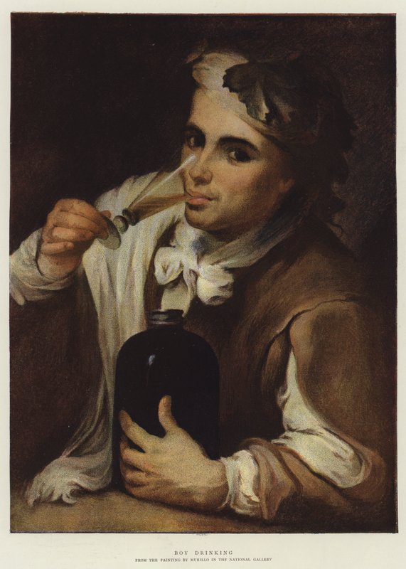 Chłopiec pijący (chromolit) autorstwa Bartolomé Esteban Murillo