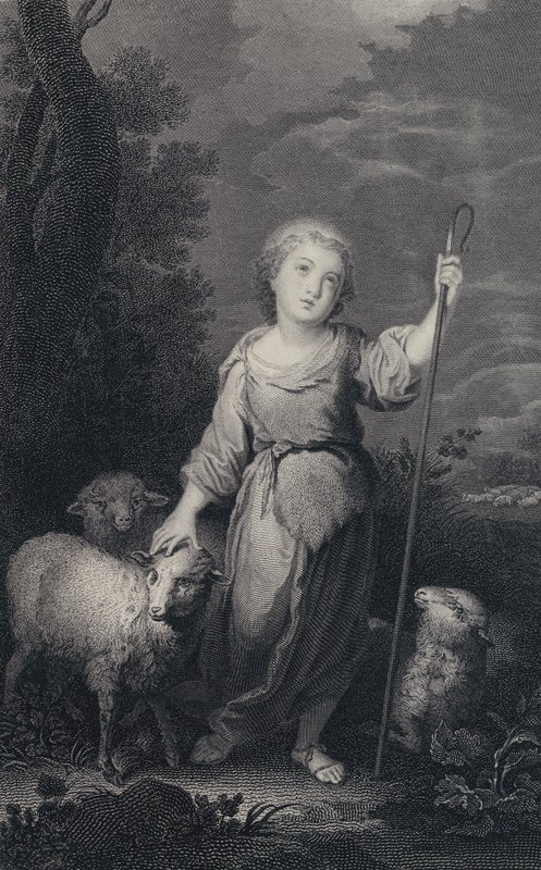 Dobry Pasterz (rycina) autorstwa Bartolome Esteban (after) Murillo