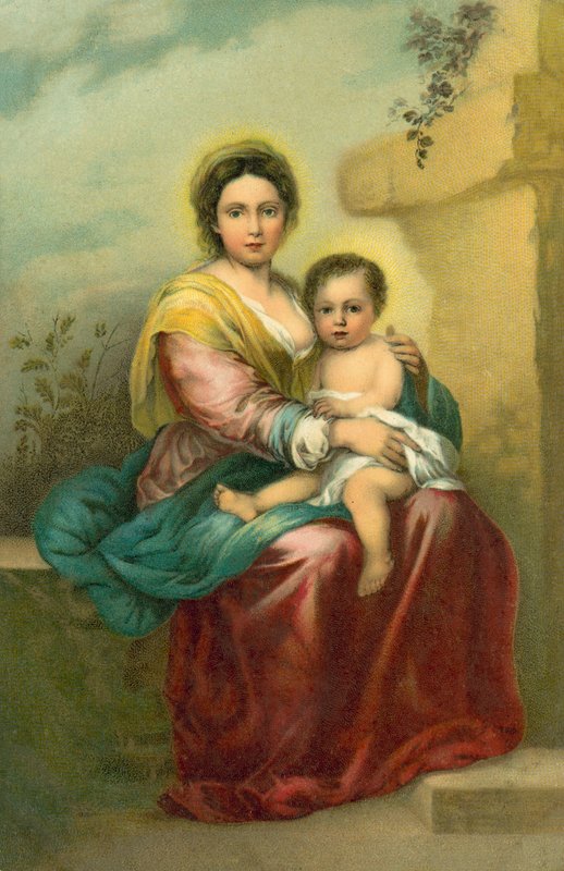 Dziewica z Dzieciątkiem (chromolitografia) autorstwa Bartolome Esteban (after) Murillo