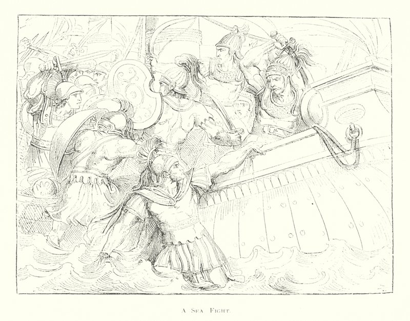 Walka morska (litografia) autorstwa Bartolomeo Pinelli