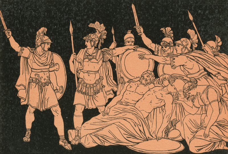Turnus nad ciałami Almy i Galaesusa autorstwa Bartolomeo Pinelli