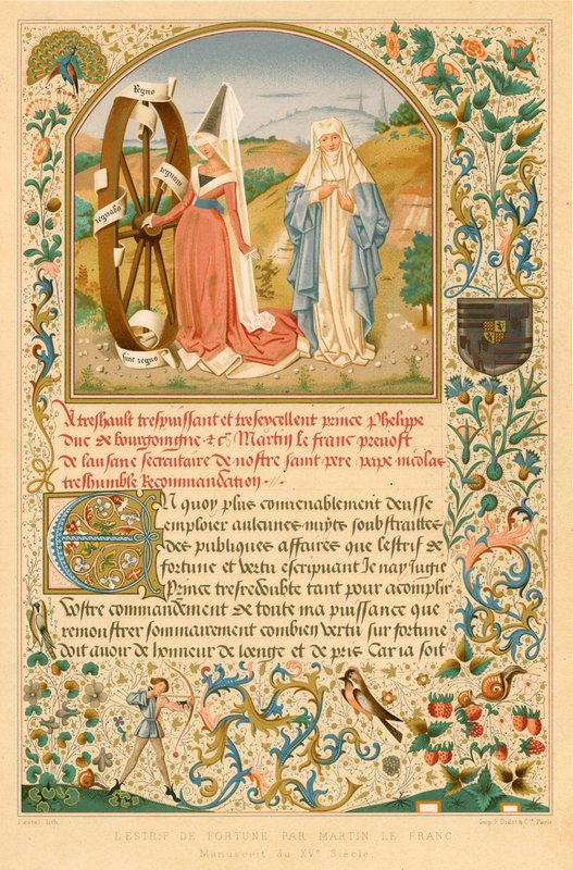 LEstrif de Fortune autorstwa Martina le Franc. Rękopis z XV wieku autorstwa Belgian School