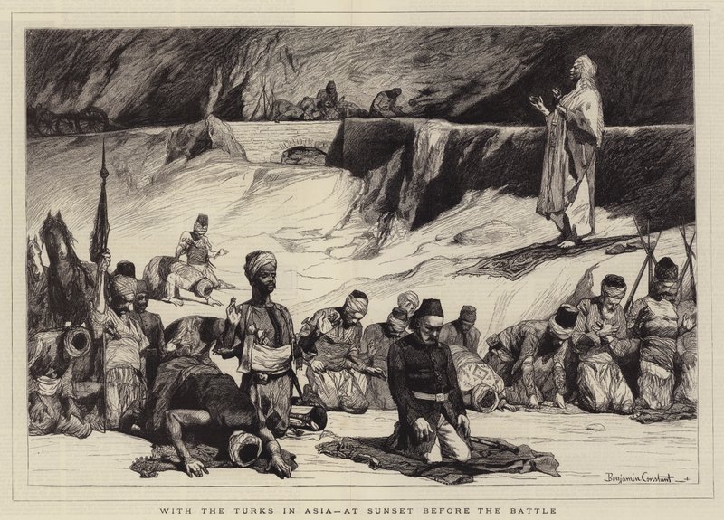 Z Turkami w Azji, o zachodzie słońca przed bitwą autorstwa Jean Joseph Benjamin Constant