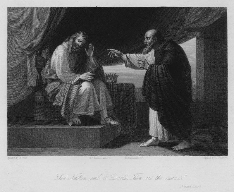 Natan i Dawid, II Samuel XII, 7 (rycina) autorstwa Benjamin (after) West