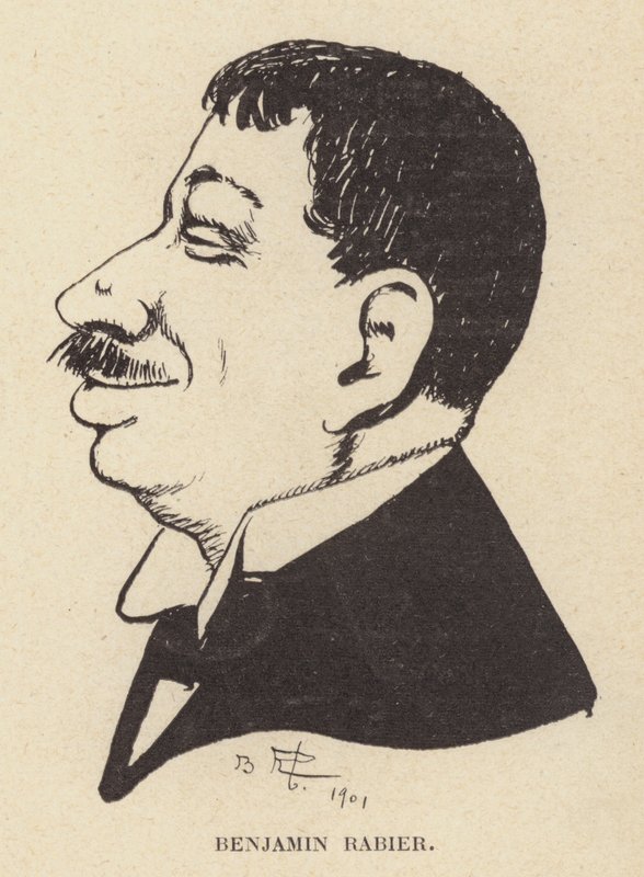 Autoportret karykaturalny francuskiego rysownika i ilustratora Benjamina Rabiera (lito) autorstwa Benjamin Rabier